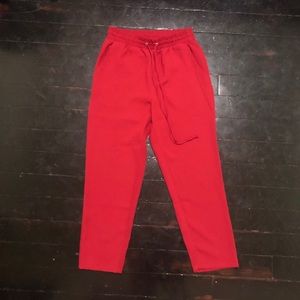 FOREVER 21 RED DRAWSTRING PANTS SIZE SMALL